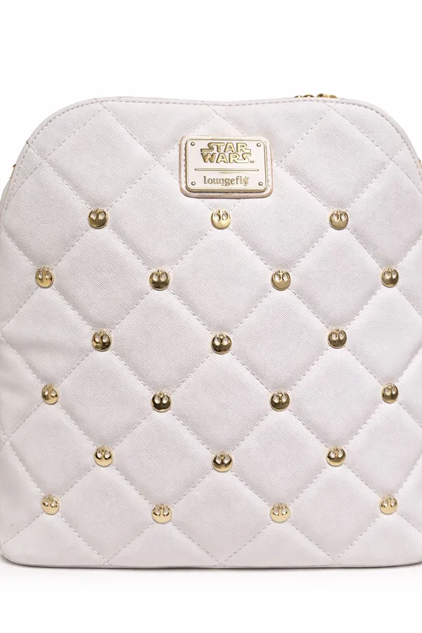 Star Wars Rebel Loungefly White Quilted Mini backpack with Gold hardware - Image 2