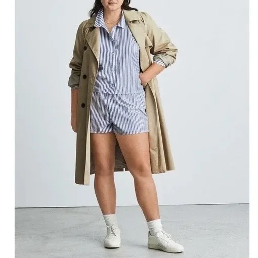 New Everlane 100% Cotton The Woven PJ Button Down Top Blue Stripe Size XL - Image 3