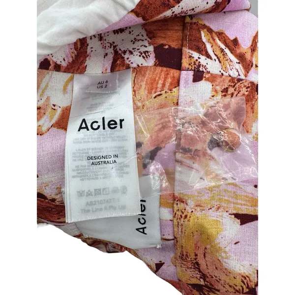 Acler Withington Top Size 2 NWOT Puff Sleeve Abstract‎ Floral Crop Blouse - Image 8