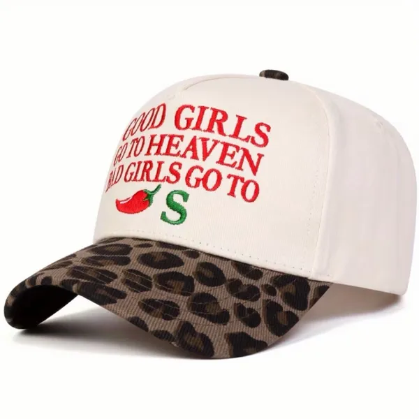 “Good Girls Go to Heaven, Bad Girls Go to Chilis” Trucker Hat Leopard SnapBack - Image 2