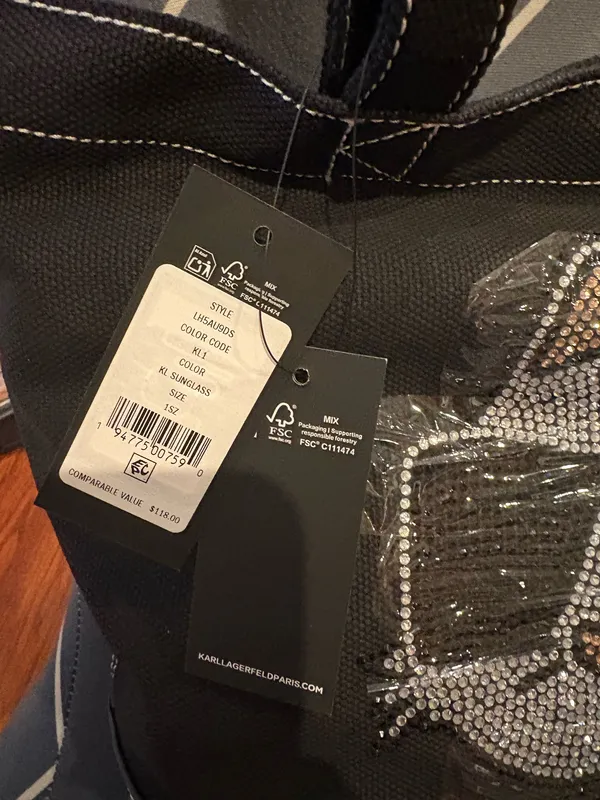 Karl Lagerfeld Black Tote with Rhinestone Cat Motif - Image 3