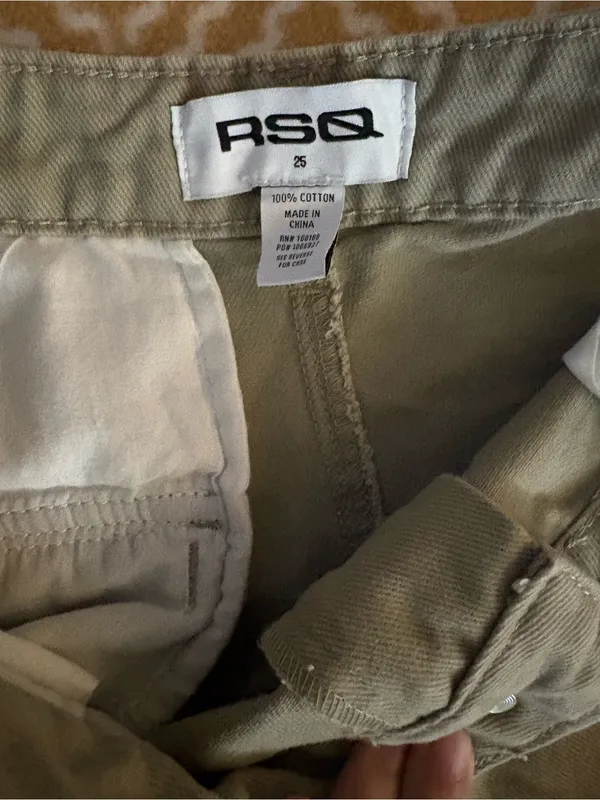 RSQ Olive Cargo Pants with Wide-Leg Utility Pockets - Image 3