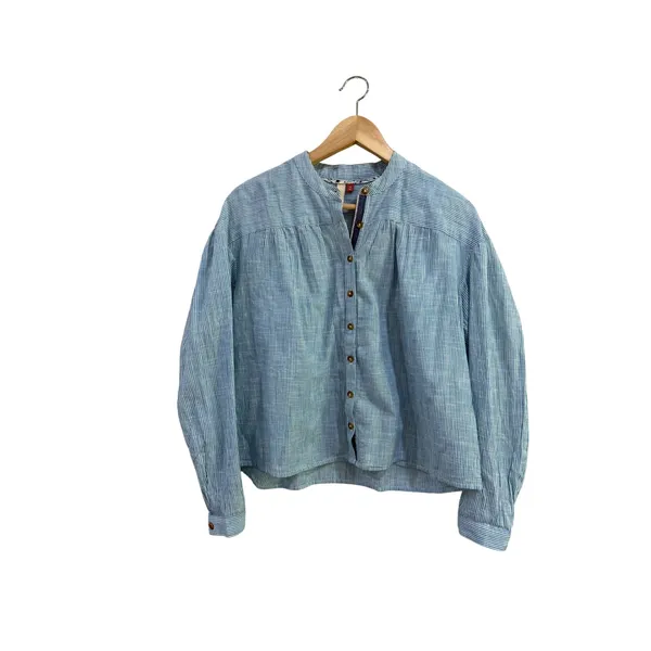 Pilcro and the Letterpress Blue White Pinstripe Cotton Button Up Shirt XS - Image 2