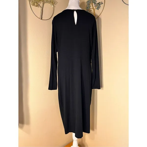 Asos Black Long Sleeve Front Twist Keyhole Opening Dress US Size 14 - Image 2