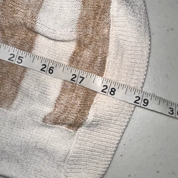 Talbots Womens Size Large Brown Cream Stripe Cardigan Sweater - Image 6
