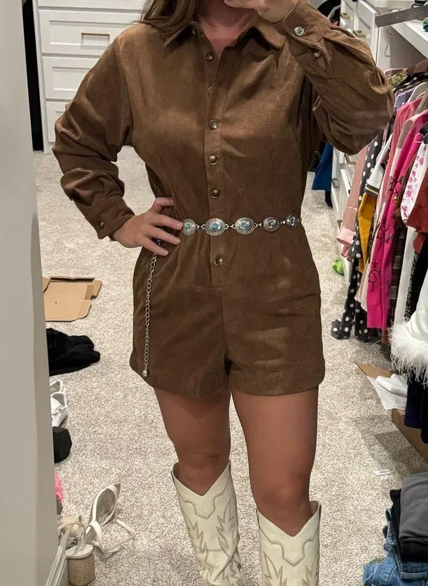 Brown Corduroy romper, size small. NWT - Image 2