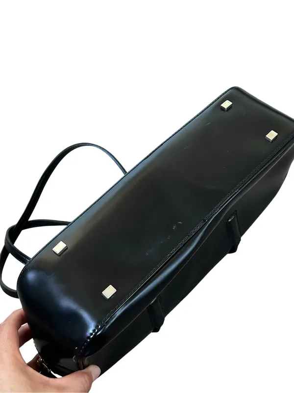 Vintage Guess Black Patent Leather Structured Shoulder Bag Y2K 90s Minimalist - Image 7