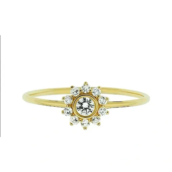 14k Gold Filled Micro Simulated Diamond Sunflower Ring‎ Size 7 - Image 10