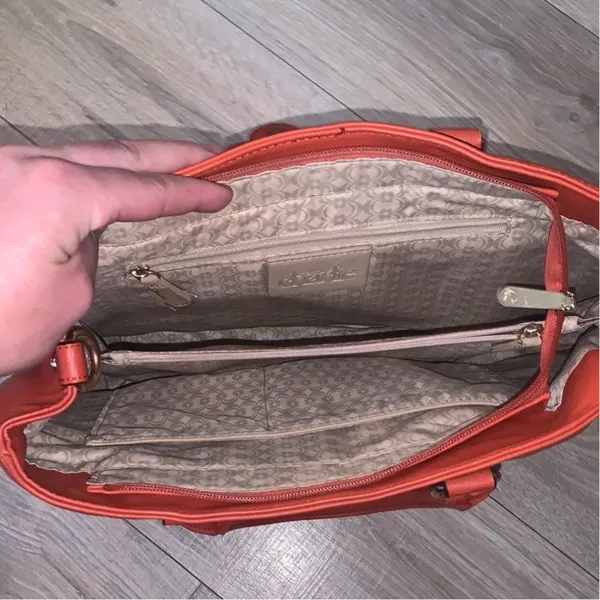 Charming Charlie Orange Handbag Satchel Zip Buckle - Image 8