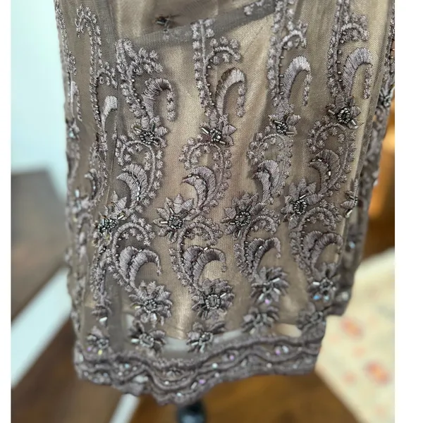 Spiegel Vintage Y2K Brown Mesh Sequin Beaded Baby Doll Top Whimsygoth Fairy Grunge - Image 5