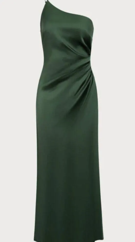 RIHOAS Women's Green One-shoulder Satin Maxi Dress 3 - Image 5