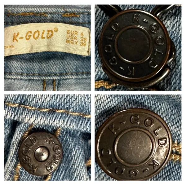 K-Gold Denim Overall Shorts Distressed Cuffed Bib Romper Size 4 - Image 6