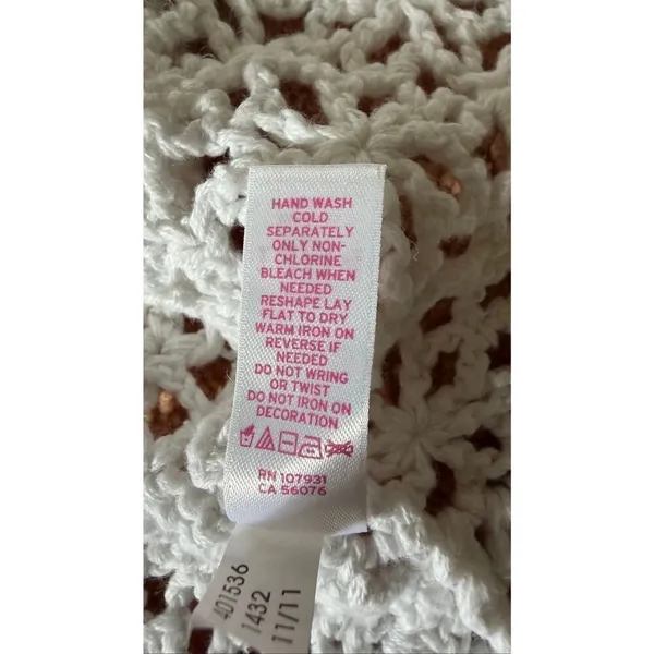 Justice White Crochet Knit Cardigan Girls Size 12/14 adult XS Floral Detail - Image 4