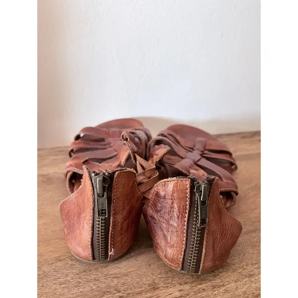 Bed Stu Brown Leather Caged Gladiator Flat Sandals‎ Size 8 - Image 3