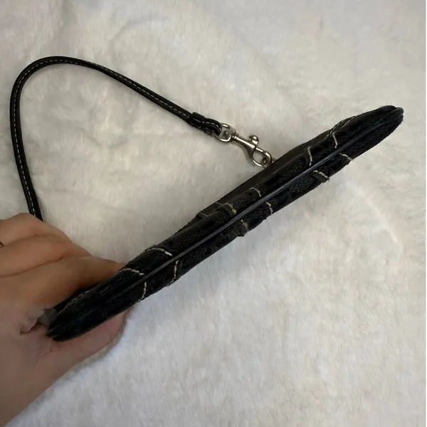 COACH Black Signature Canvas Wristlet - Image 3