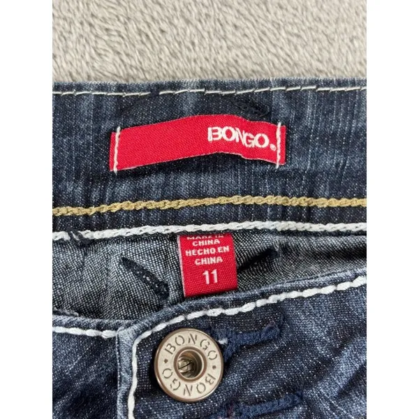 Bongo Dark Wash Bootcut Jeans Womens 11 Contrast Stitching Back Flap Pockets - Image 3