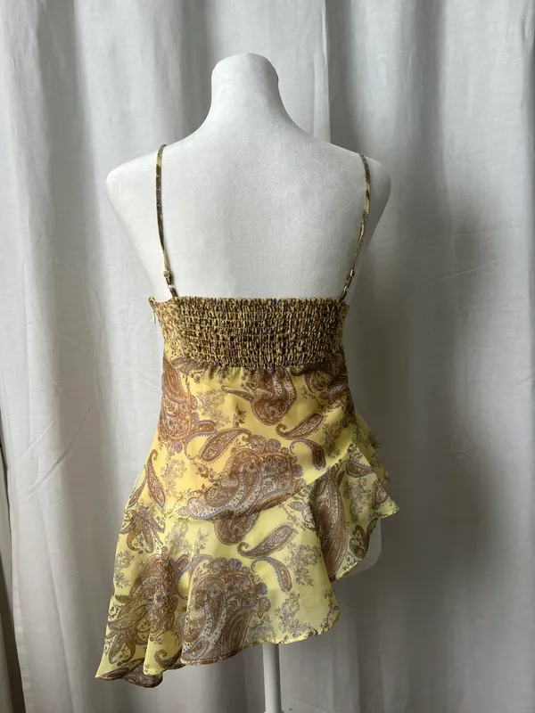 Yellow Paisley Asymmetrical Top - Image 2