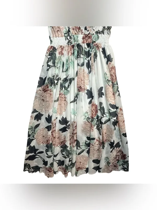 Alexa B Nites Floral Chiffon Maxi Dress Size 14W Wrap V Neck Flutter Sleeve - Image 5