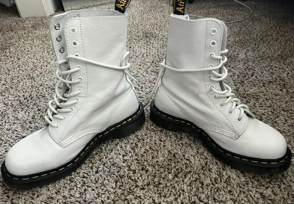 Dr. Martens White Lace Up Boots - Image 2