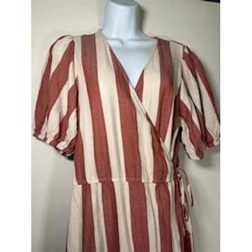Knox Rose Stripped Maxi Dress Tiered Wrap Tassel Cottagecore Nautical Preppy Boho Medium - Image 3