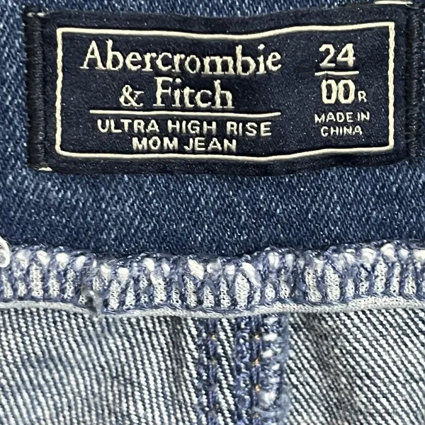 Abercrombie & Fitch Jeans Women 00 24 Blue A&F‎ Mom Jean High Waist Belted Fray - Image 8