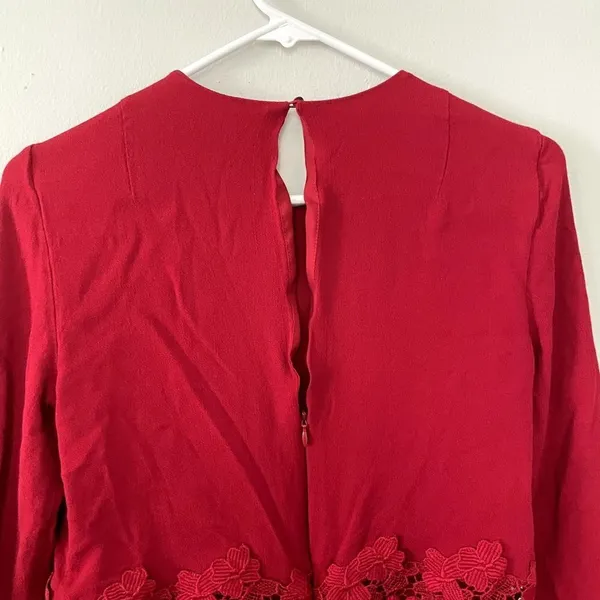 Zara Woman red lace floral dress long sleeved vintage style classic comfortable - Image 7