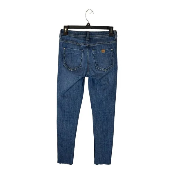 Zara Blue Medium Wash Denim Distressed Raw Cut Hem Skinny‎ Jeans 2 - Image 2