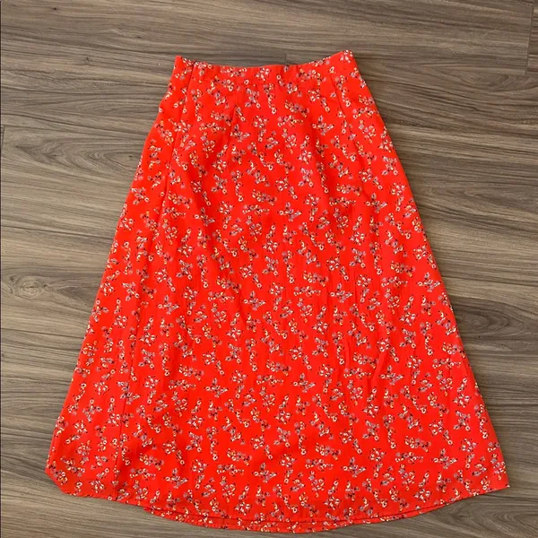 Lulu's Bliss Me Red Floral Print Midi Skirt - Image 5
