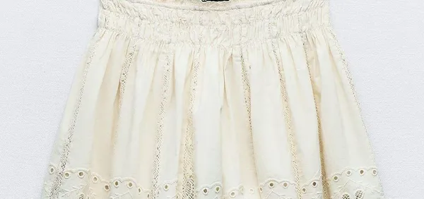 Zara NWT  Ecru Embroidered Shorts. Size Small - Image 5