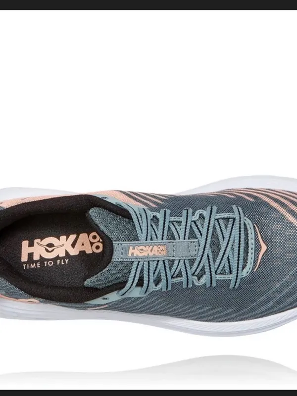 Hoka One One Women's Teal and Peach Running Sneakers - Image 2