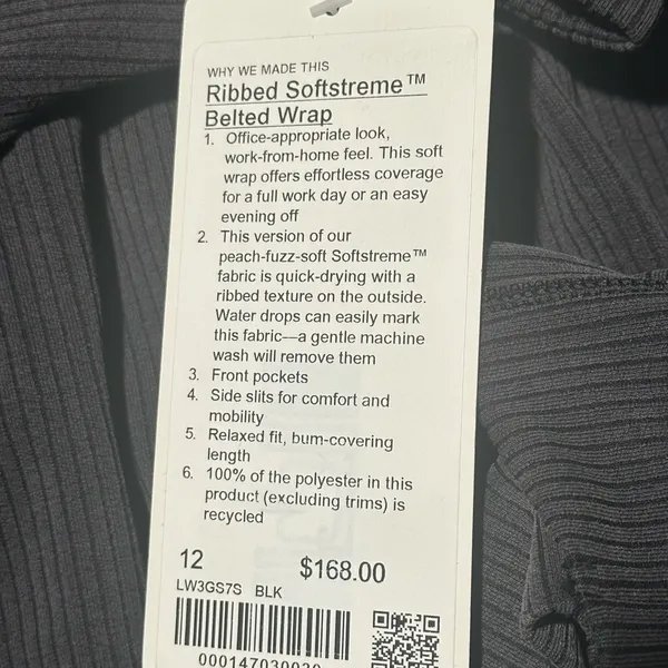 Lululemon NWT Ribbed Softstreme Belted  Wrap size 12 - Image 2
