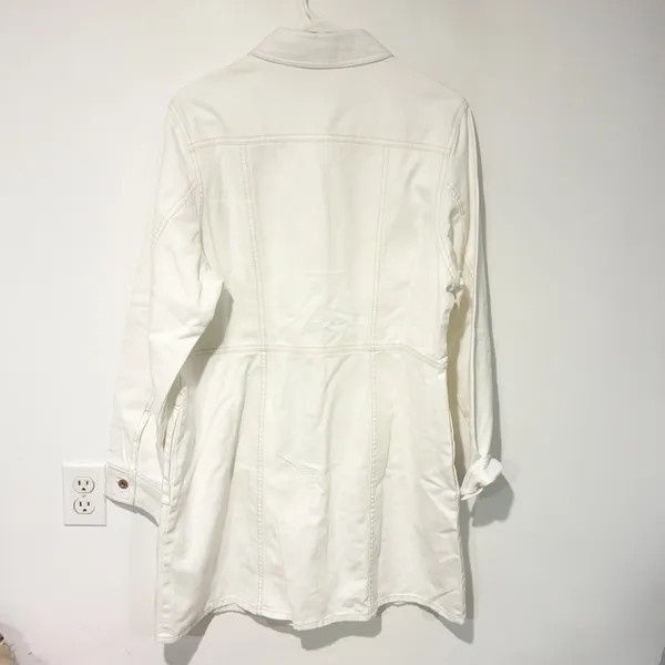 Frye Women's Size‎ XL White Long Sleeve Denim Button Front Mini Dress - Image 6