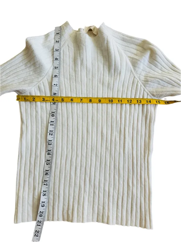 Sezane La MaiLLe cotton and merino wool Ribbed Knit Cream Sweater Pants - Image 4