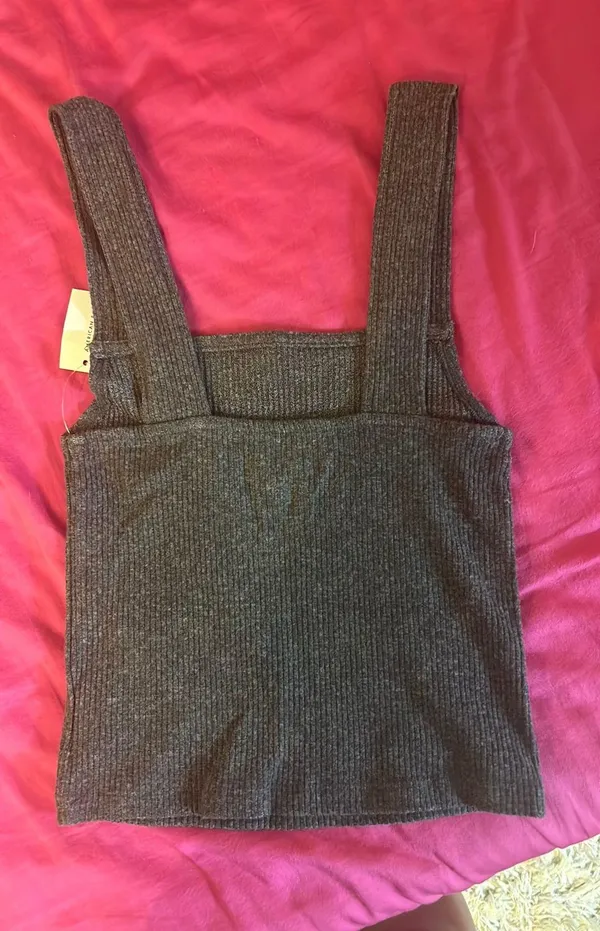 Dark Grey Ribbed Tank  - Image 2
