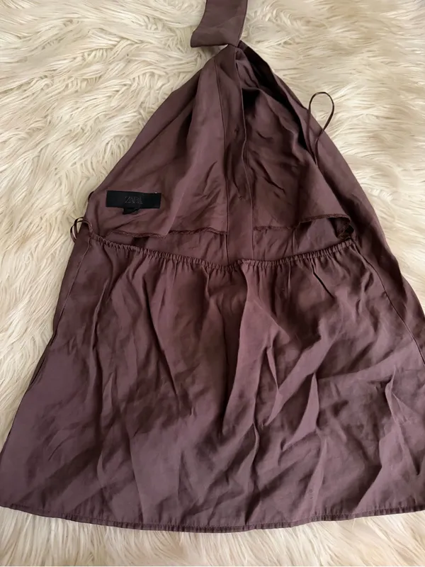ZARA Women’s Brown Halter Neck Button-Front Top - Image 14