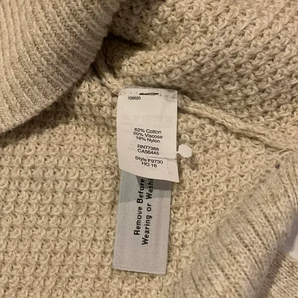 Madewell Button Back‎ Sweater L Cotton Knit Beige - Image 4