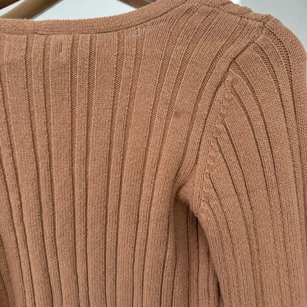 Tan Ribbed Cropped Cardigan hollister - Image 3