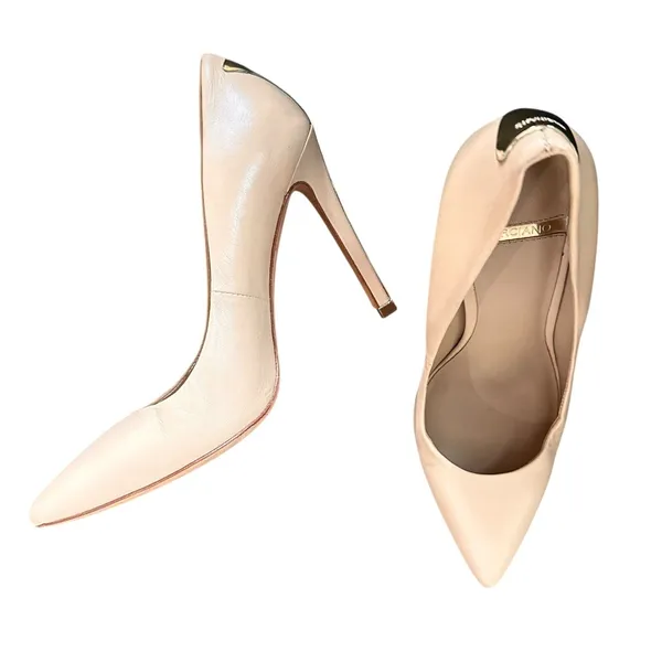 MARCIANO Leather Pointed Toe Pumps Cream‎ Sz 7 - Image 4