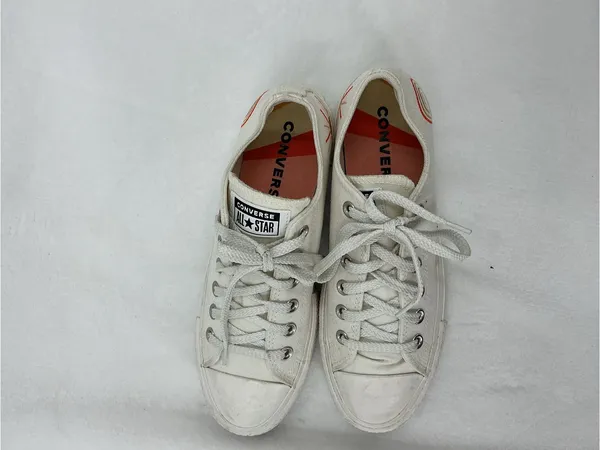 Converse Low Top Canvas Sneakers - Off-White with Red Accent B32 - Image 4