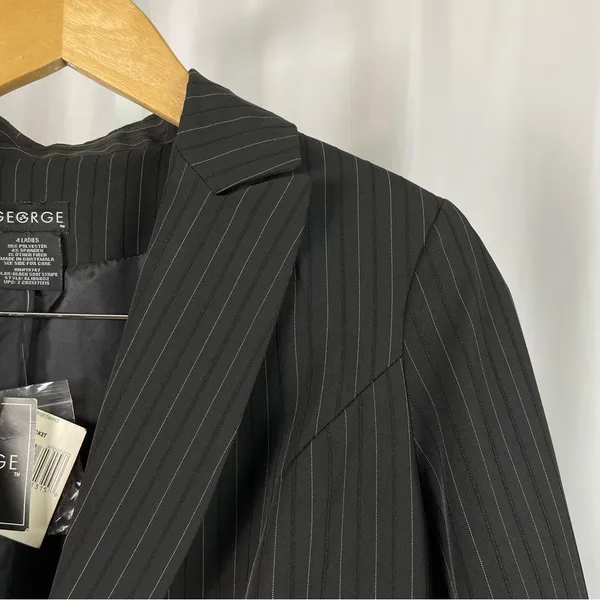 NEW George Size 4 Stripe One Button Blazer Twill Jacket Black - Image 7