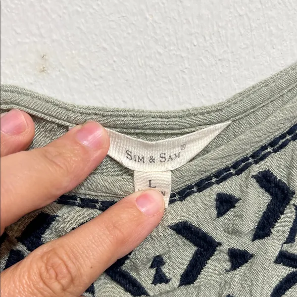 sim & Sam olive green navy blue Patterned Camisole - Image 3