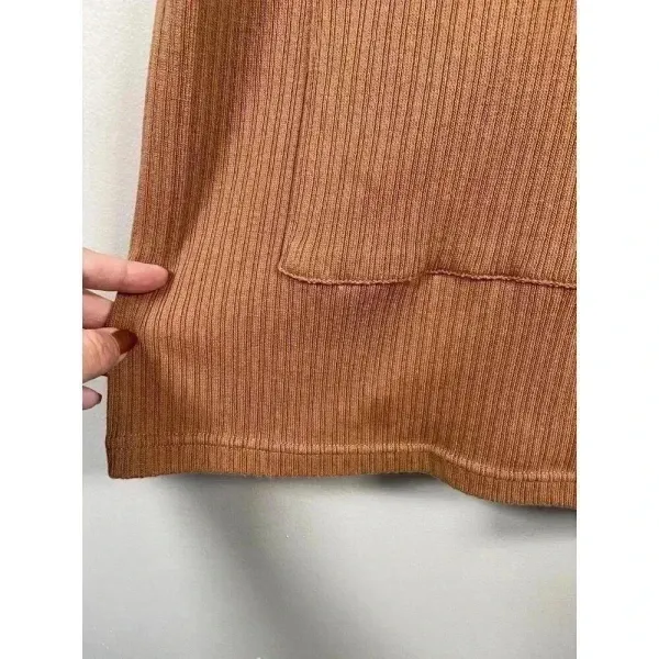 FREE PEOPLE Beach‎ Phoenix Ribbed Mini Dress Size S Small Brown Coverup Vacation - Image 4