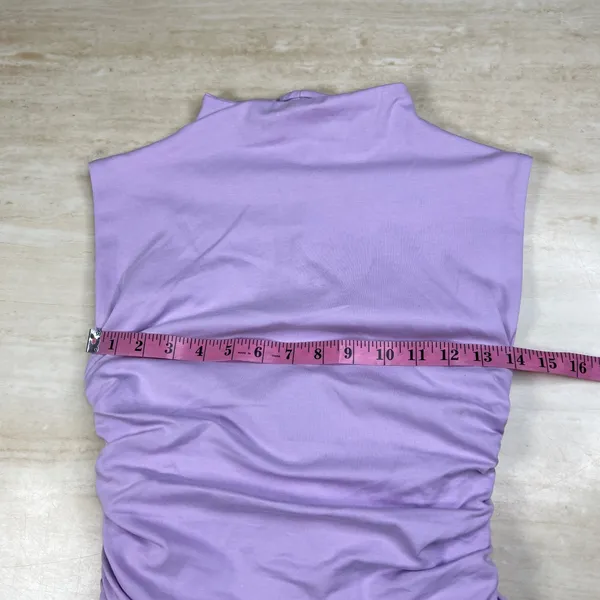 MESHKI Lilac Purple Ruched Mock Neck Sleeveless Bodycon Mini Dress Womens Size M - Image 10