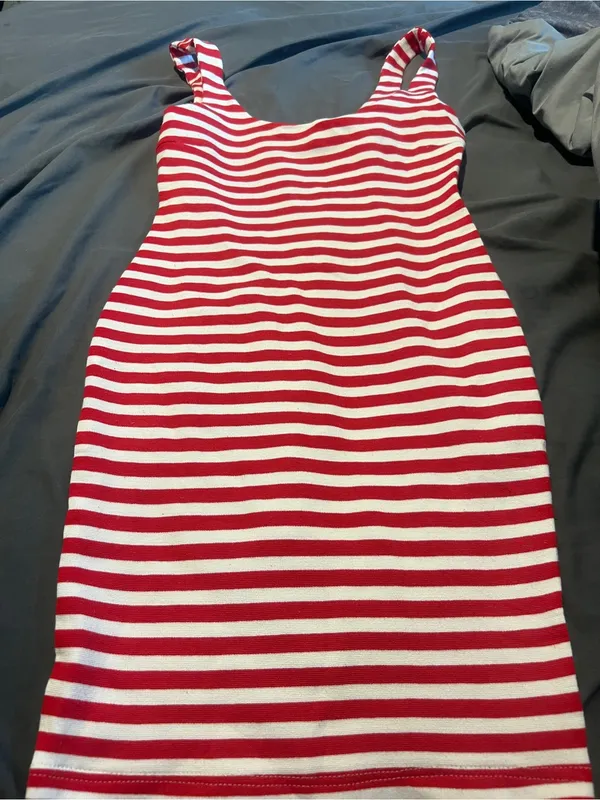 Zara red and white striped dress size xs - Image 7