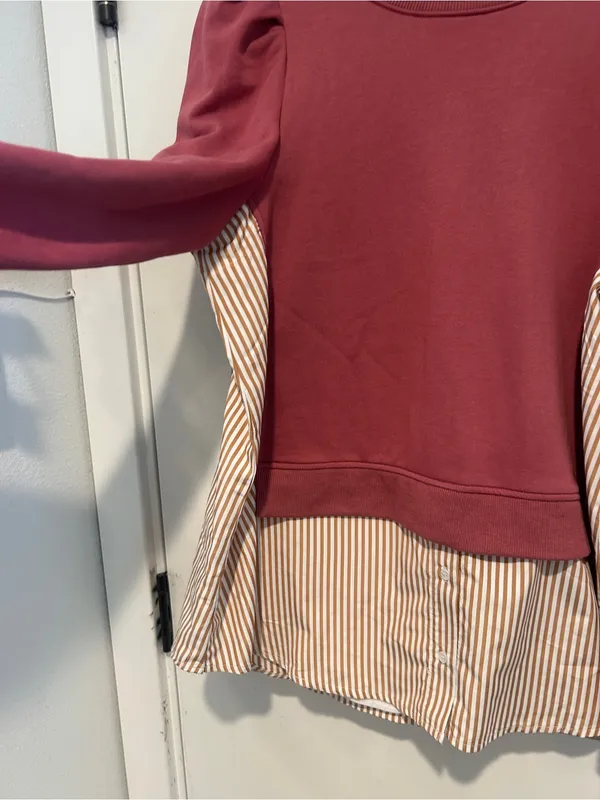 Anthropologie Maeve Layered Tunic Sweatshirt in Pink Combo Medium - Image 3