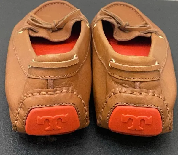 TORY BURCH Ashby Royal Tan Leather Loafers Driving Shoes Size 7 - Image 7