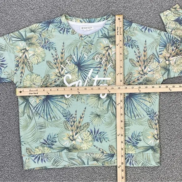 Body Glove Let's Get Salty Tropical Print Shirt Green Small‎ Crop Sweatshirt - Image 12
