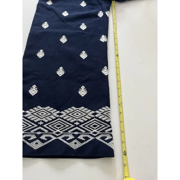 Zara Navy Embroidered High Waist Cropped Wide Leg Size Medium - Image 7