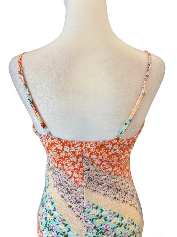 Altard State High Low Maxi Dress Floral Color Block Womens Size XS - Image 5