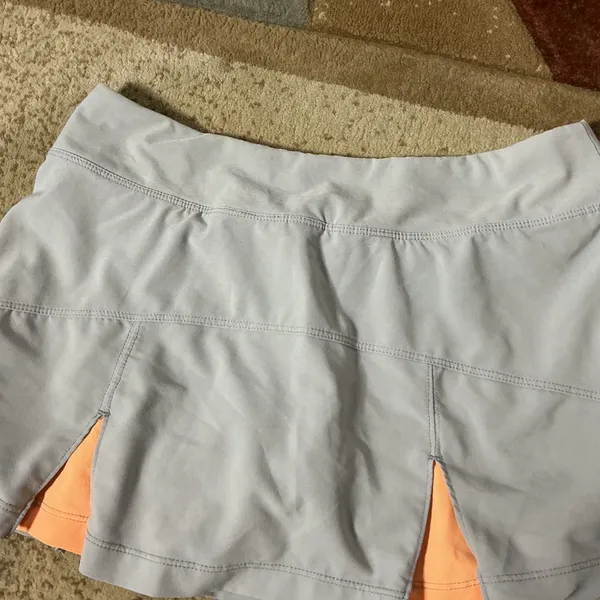 Nike Dri-FIT Tennis Skort Women Small Grey Peach Activewear Athletic Skirt Mini - Image 7